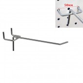 Крючок на перфорацию. D=4мм. Шаг: 50мм. Цвет: Хром